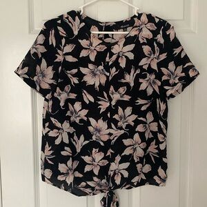 Madewell Silk Button-Back Tie Tee in Winter Orchid (XS)